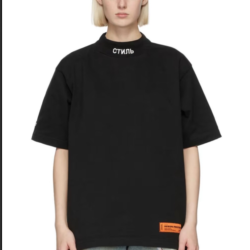 HERON PRESTON cotton T-Shirt with Orange Detail made in Portugal designer
